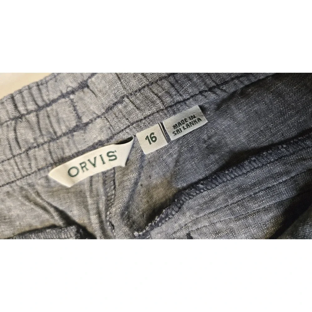 Orvis Linen Blend Pants Womens 16 Gray Cuff Leg Relaxed Lightweight Beach‎ Luxe